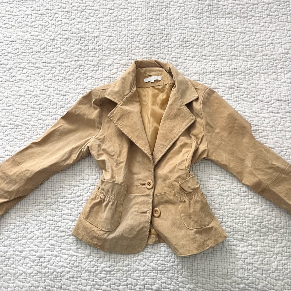 Y2K, Charlotte Russe, tan 100% genuine leather coat!